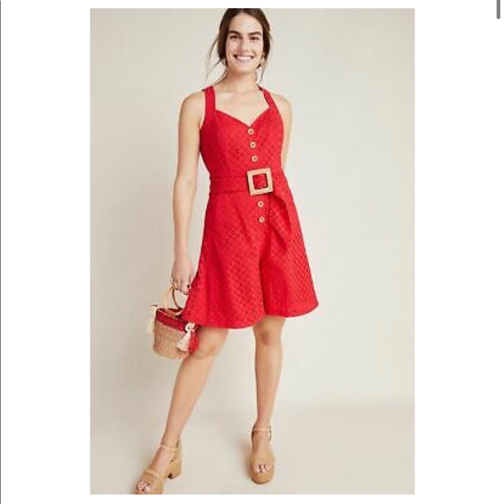 ANTHROPOLOGIE ✨Eyelet Belted Romper